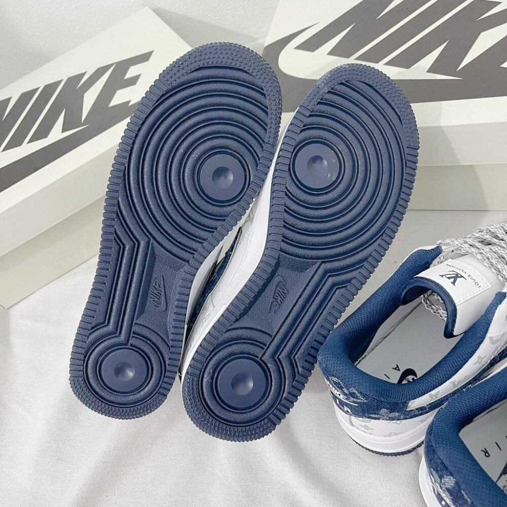 LV x NK AF1 White Navy Monogram ( Custom)