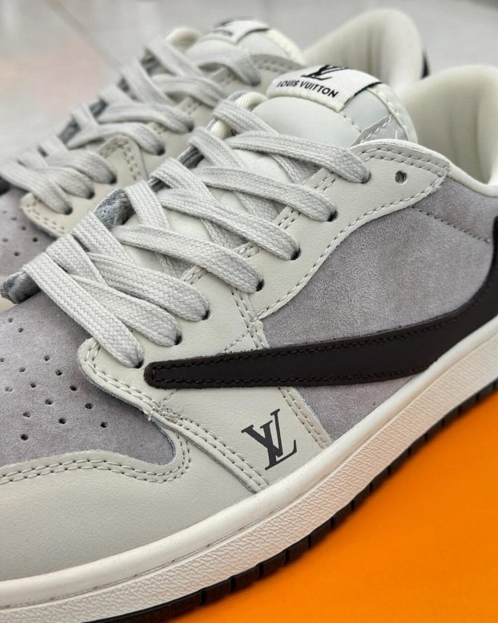 LV x NK AJ1 Low “Shadow Grey Suede” (Custom)