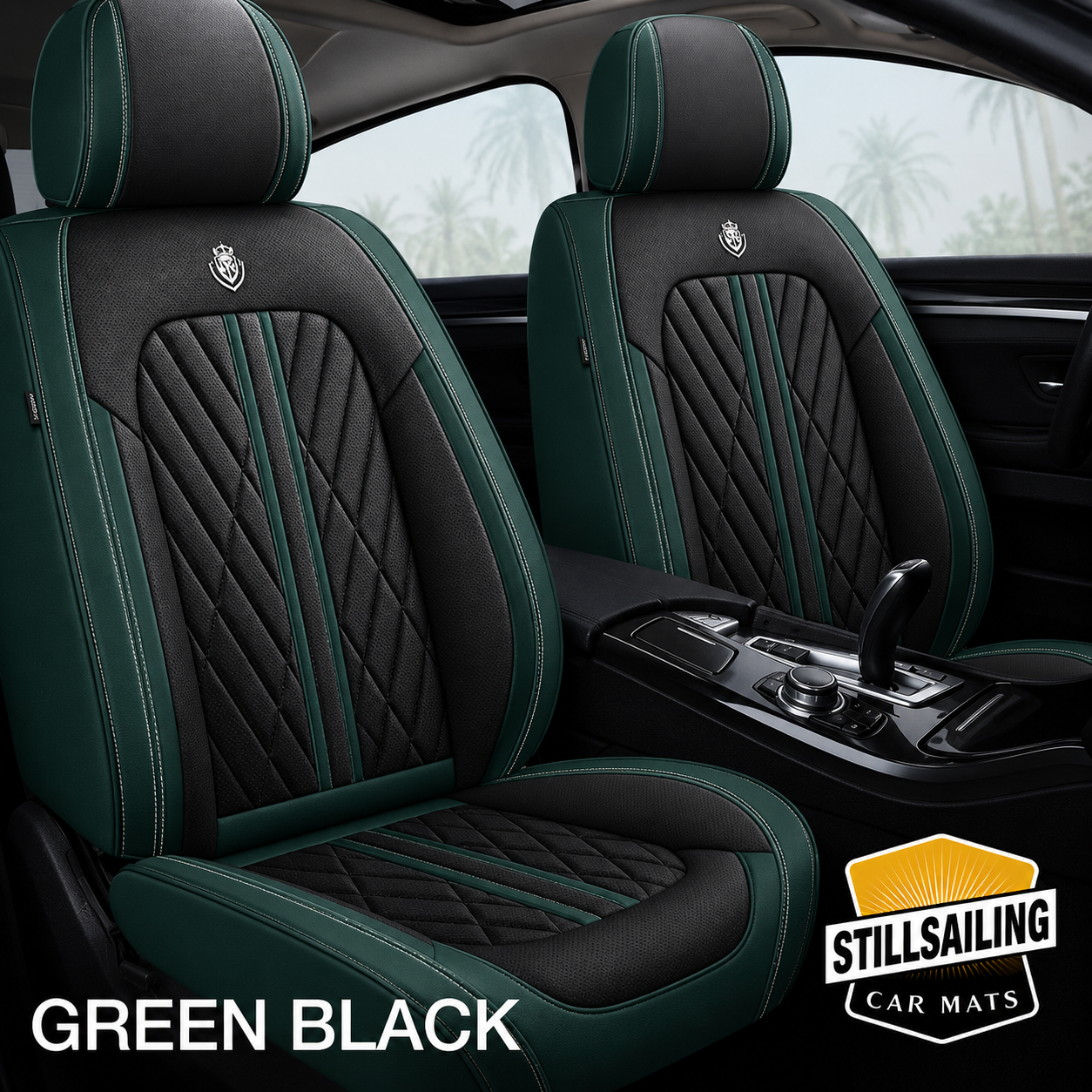 Green & Black Car Seat Covers